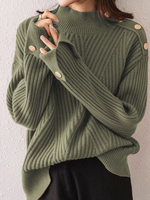 Casual Crew Neck Plain Loose Sweater - thumbnail