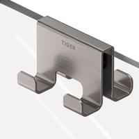 Tiger Caddy Handdoekhaak - voor glaswand - 6-8mm - dubbel RVS geborsteld 800295 - thumbnail