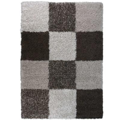 Hoogpolige vloerkleed shaggy plus 910 beige blokken patroon 5 cm poolhoogte - 120x170 cm