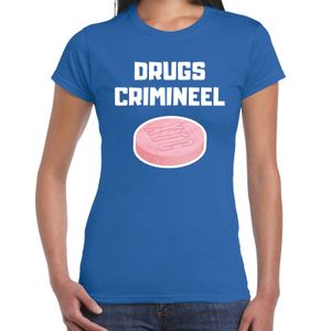 Drugs crimineel verkleed t-shirt blauw voor dames