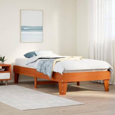 Bedframe zonder matras massief grenenhout wasbruin 75x190 cm