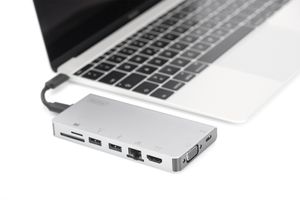 Digitus DA-70866 laptop dock & poortreplicator Bedraad USB 3.2 Gen 2 (3.1 Gen 2) Type-C Zilver