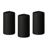 Enlightening Candles Cilinder/stompkaars - 12x - zwart - D6 x H10 cm - 36 branduur