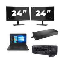Lenovo ThinkPad A485 - AMD Ryzen 5 2500U - 14 inch - 8GB RAM - 256GB SSD - Windows 10 + 2x 24 inch Monitor
