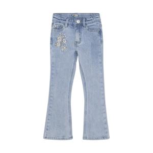 Daily7 Zomer jeans broek meisjes - medium blauw - 2400 flair fit embroidery