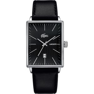 Lacoste horlogeband 2010469 / 2010470 / LC-35-1-14-0174 Leder Zwart 22mm + zwart stiksel