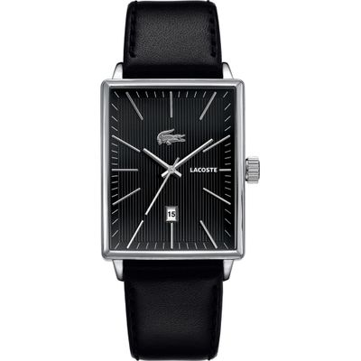 Lacoste horlogeband 2010469 / 2010470 / LC-35-1-14-0174 Leder Zwart 22mm + zwart stiksel