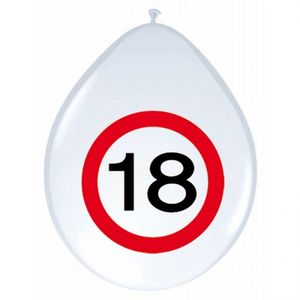 24x stuksBallonnen 18 jaar verkeersbord