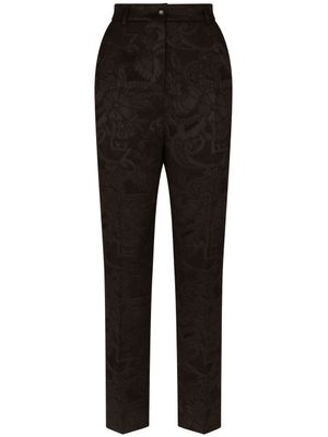Dolce & Gabbana pantalon fuselé à fleurs en jacquard - Noir