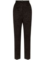 Dolce & Gabbana pantalon fuselé à fleurs en jacquard - Noir - thumbnail