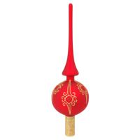 Kerst piek - rood - 28 cm - glas - gedecoreerd - kerstboompiek - kerstboom topper