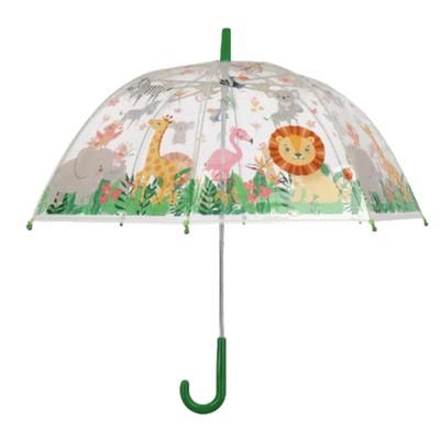 Paraplu voor kinderen - transparant - jungle thema - Dia 70 cm - automatisch