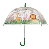 Paraplu voor kinderen - transparant - jungle thema - Dia 70 cm - automatisch