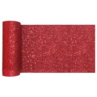 Tafelloper op rol - rood glitter - smal 18 x 500 cm - polyester - thumbnail