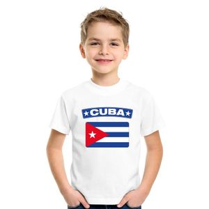 T-shirt met Cubaanse vlag wit kinderen