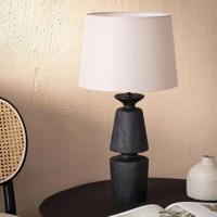 Tafellamp met houten voet en stoffen kap E27 fitting schakelaar &apos;Tessel&apos; 58 cm
