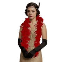 Carnaval verkleed boa met veren - rood - 80 gram - themafeest