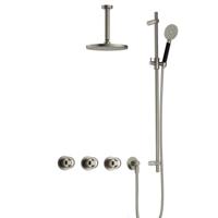 Hotbath Cobber - CW7067 - Inbouw Regendoucheset - Geborsteld Nikkel - 2 Stopkranen - Thermostatisch - Plafondbuis 15 cm - Hoofddouche 200 mm - Ronde Handdouche 3 Standen - Glijstang 900 mm - Waterbesparend