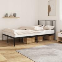 Bedframe met hoofdbord metaal zwart 120x190 cm