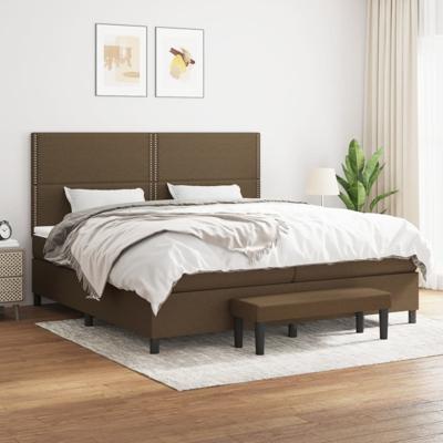 Boxspring met matras stof donkerbruin 200x200 cm