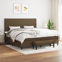 Boxspring met matras stof donkerbruin 200x200 cm