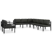 8-delige Loungeset met kussens aluminium antraciet