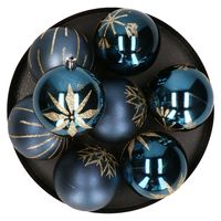 Feeric lights and christmas kerstballen 8x - 8 cm - kunststof -blauw   -