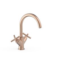 Wastafelkraan Tres Mont Blanc | Opbouw | Mengkraan | Standaard model | 2-knops | Rond | Rose goud 24k mat