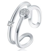 Verstelbare Ring voor Dames 2 Bogen Zilverkleurig met Zirkonia