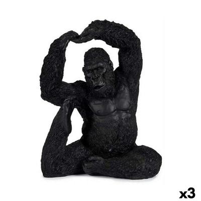 Decoratieve figuren Gift Decor XS210419 XS210419 Zwart Gorilla Yoga 15,2 x 31,5 x 26,5 cm (3 Stuks)