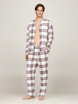 Tommy Hilfiger heren flanellen Pyjama - Geruit - 100% katoenen heren pyjama met knoopsluiting