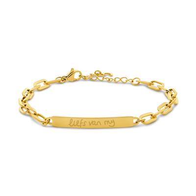 Gepersonaliseerde handschrift bar armbanden - Stainless steel - Goud - Oval chain ( € 36,95 )