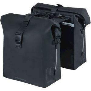 Basil soho dubbele fietstas nordlicht - waterdicht, pu, rolltopsluiting, geschikt voor mik, 41 ltr, night zwart