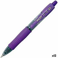 Pen Roller Pilot G-2 XS Intrekbaar Paars 0,4 mm (12 Stuks)