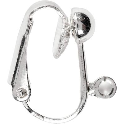 Creativ Company Clip-on oorbellen, l: 16,5 mm, b: 1,5 mm, gatgrootte 1,6 mm, verzilverd, 6 stuk/ 1 doos