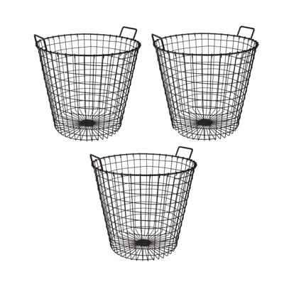 Opbergmand - 3x - metaal - antraciet - 45 x 45 cm - draadmand - decoratiemand/opbergen