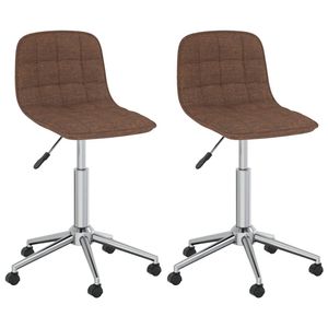 The Living Store Draaibare Eetkamerstoelen - Bruin - 42.5 x 45 x (69-80.5) cm - Verchroomd staal en stof