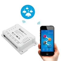 Sonoff 4CH Pro 433MHz Remote Control + WiFi Smart Timer Switch Interlock / Self-locking 3 Working Modes Compatible with Alexa and Google Home Su