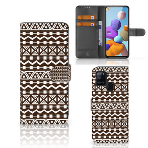 Samsung Galaxy A21s Telefoon Hoesje Aztec Brown