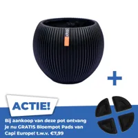 Vaas bol groove d21h19cm zwart