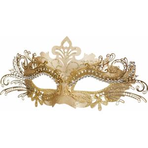 Venetiaans carnaval verkleed oogmasker - goud - volwassenen - gedecoreerd - kunststof