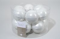 12 kerstballen winterwit emaille 50 mm - Ksd