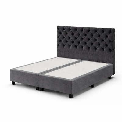 OP=OP Opberg Boxspring zonder Matras Yara | 160 x 200 Velvet Antraciet - 40 cm hoge opslagruimte | 2 verschillende stoffen
