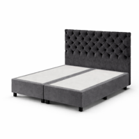 OP=OP Opberg Boxspring zonder Matras Yara | 160 x 200 Velvet Antraciet - 40 cm hoge opslagruimte | 2 verschillende stoffen