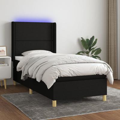 Boxspring met matras en LED stof zwart 90x190 cm