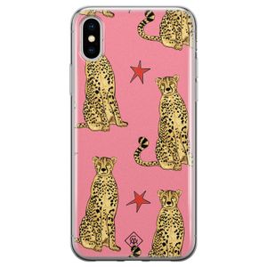 iPhone X/XS siliconen hoesje - The pink leopard