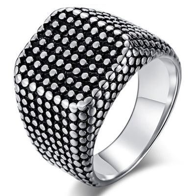 Titanium Zegelring heren Zilverkleurig Zwart-21mm