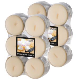 Geur theelichtjes/waxinelichtjes - Maxi - 24x - Sandalwood-vanilla aroma - 8 branduren