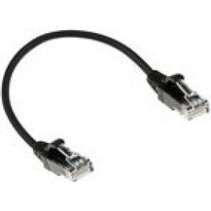 ACT Zwarte 1 meter LSZH U/UTP CAT6 datacenter slimline patchkabel snagless met RJ45 connectoren