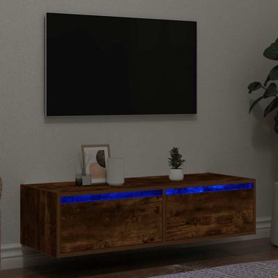 Tv-meubel met LED-verlichting 100X35,5x25 cm gerookt eikenkleur